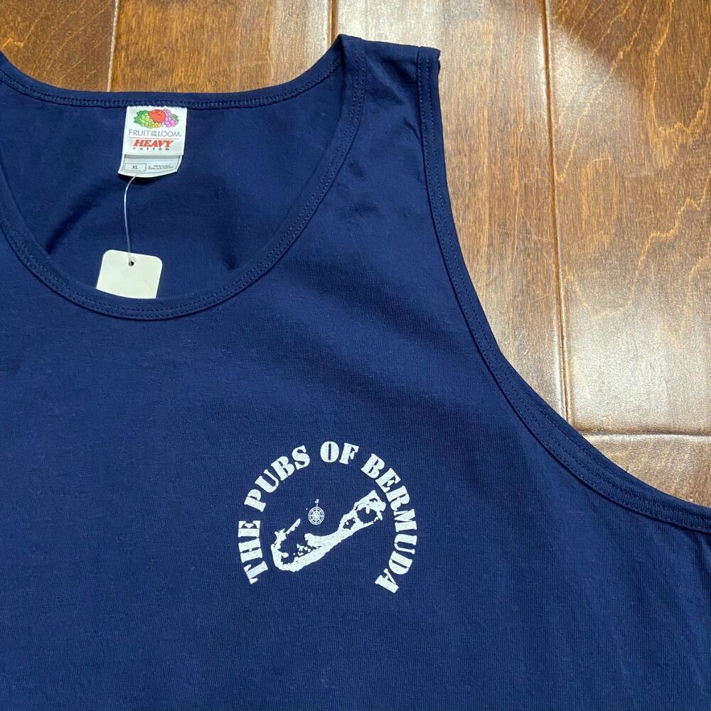 Fruit Of The Loom Vintage Pubs Of Bermuda Navy Tank Top Men's NWT Size XL - Picture 3 of 8